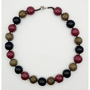 Handcrafted Resin Beaded Necklace MCM Glossy Spheres Metal Lobster Clasp